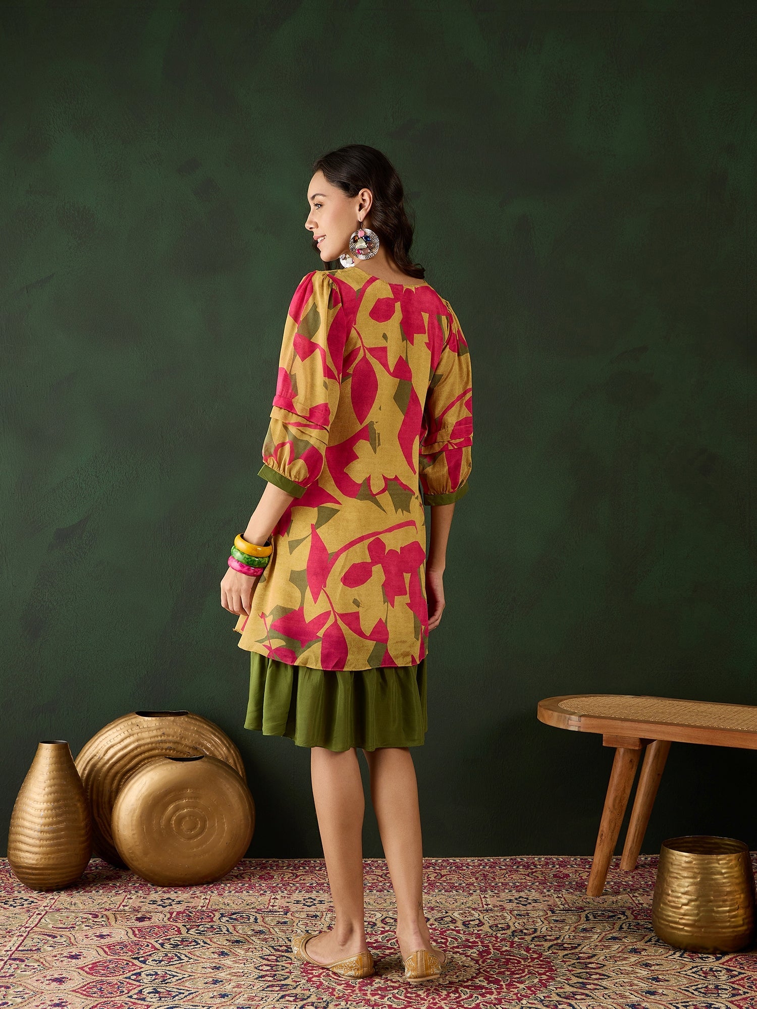 Chinon Printed A-Line Dress - Buy Best Ethnic Wear for Women & Girls | Daily Woman - 