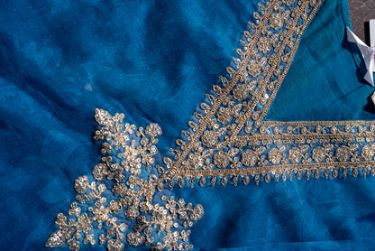 Embroidered V-Neck Kurta & Trousers With Dupatta