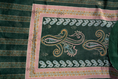 Printed Round Neck Kurta & Trousers With Dupatta
