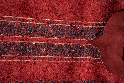 Printed Round Neck Kurta & Trousers With Dupatta