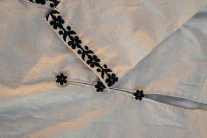 Embroidered Pure Cotton Mandarin Collar A-Line Kurta & Trousers