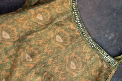 Women Floral Printed Tiered Mirror Work Kurta with Trousers & With Dupatta