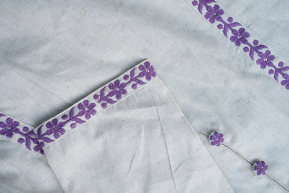 Embroidered Pure Cotton Mandarin Collar A-Line Kurta & Trousers