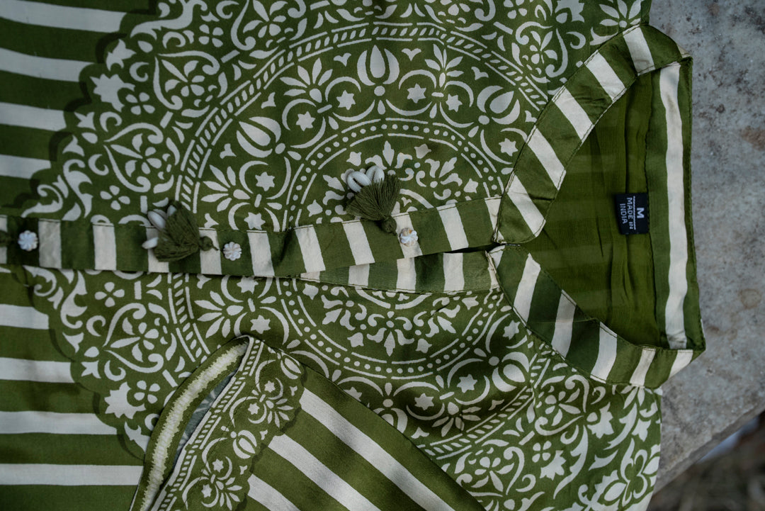 Striped Mandarin Collar Co-Ord Set