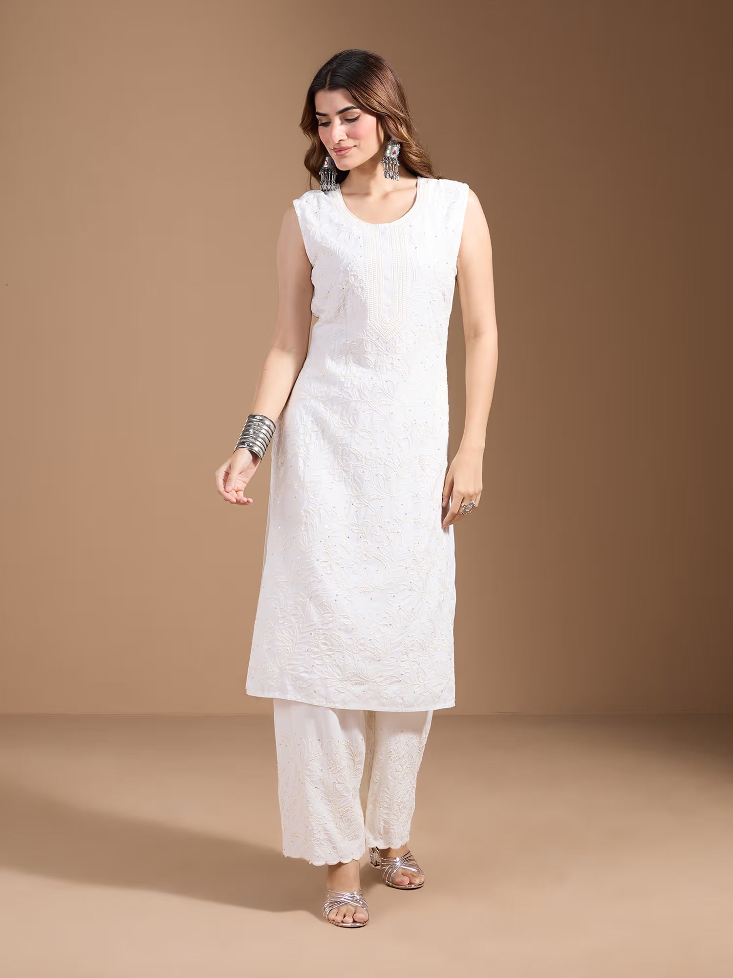 Embroidered Straight Kurta With Trouser & Dupatta - Buy Best Ethnic Wear for Women & Girls | Daily Woman - 