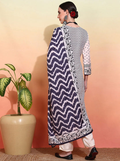 Ethnic Motif Embroidered Kurta & Trouser With Dupatta - Buy Best Ethnic Wear for Women & Girls | Daily Woman - 