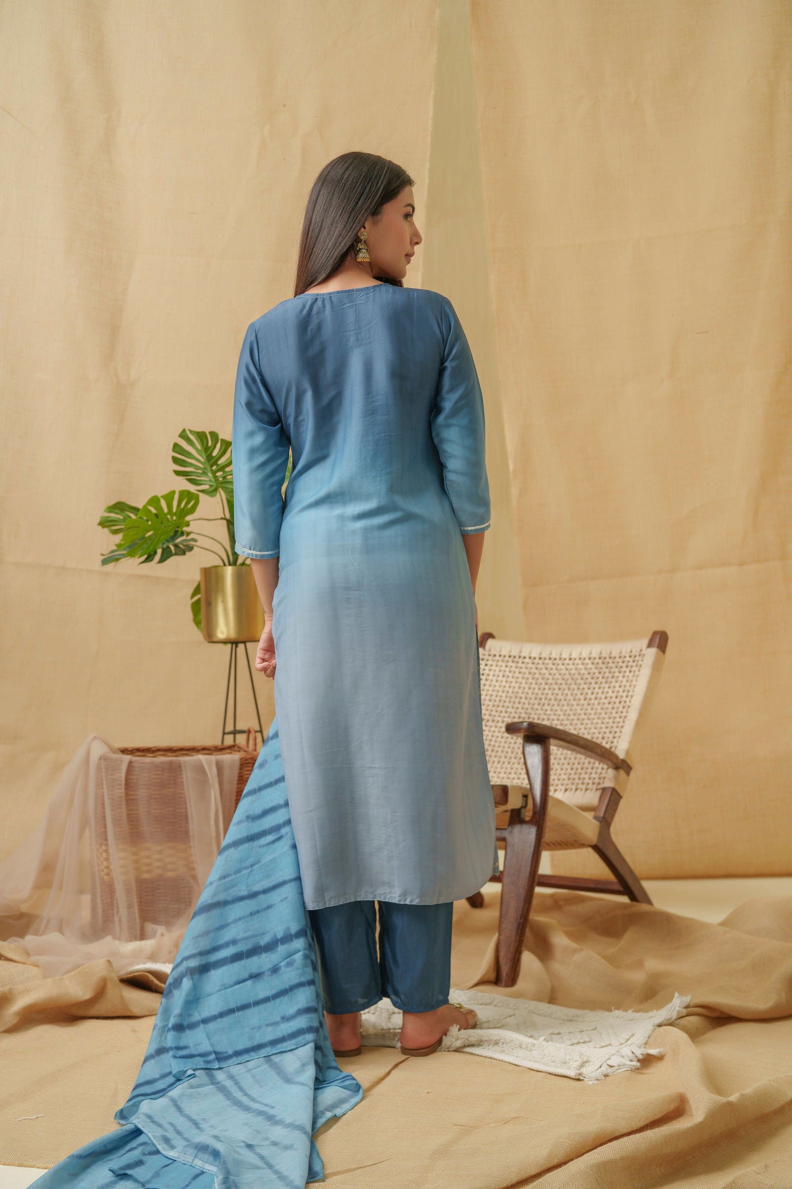 Ethnic Motifs Embroidered Kurta With Trousers & Dupatta - Buy Best Ethnic Wear for Women & Girls | Daily Woman - 
