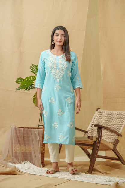 Ethnic Motifs Embroidered Straight Kurta - Buy Best Ethnic Wear for Women & Girls | Daily Woman - 
