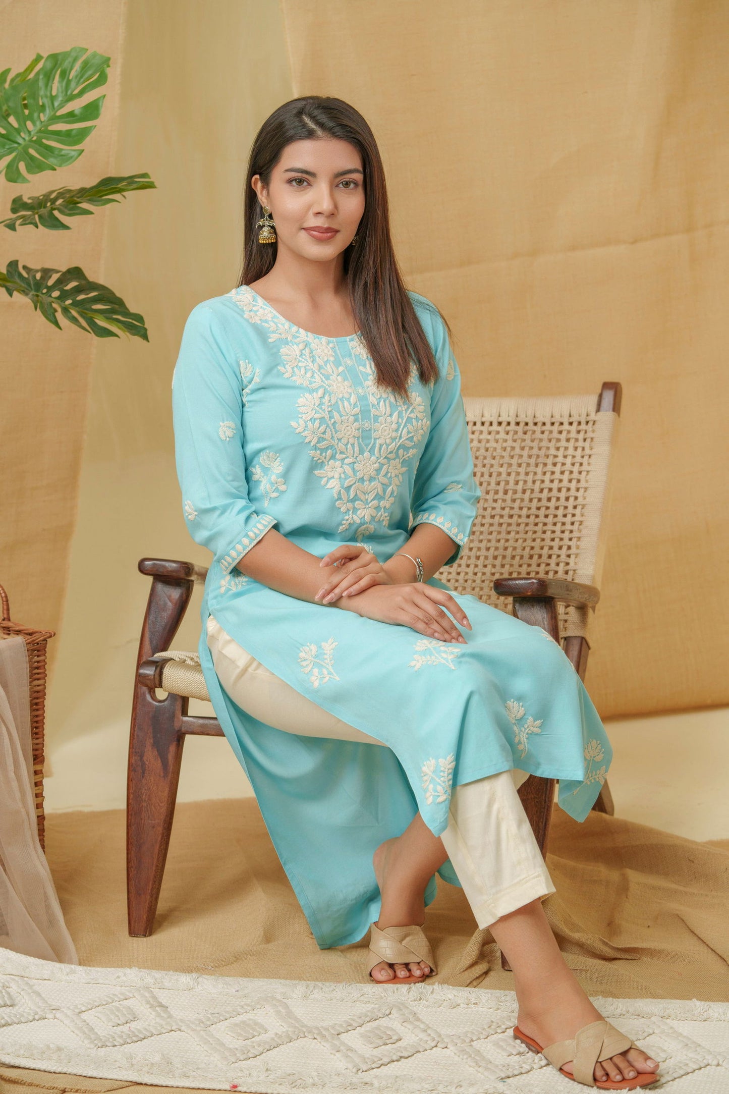 Ethnic Motifs Embroidered Straight Kurta - Buy Best Ethnic Wear for Women & Girls | Daily Woman - 