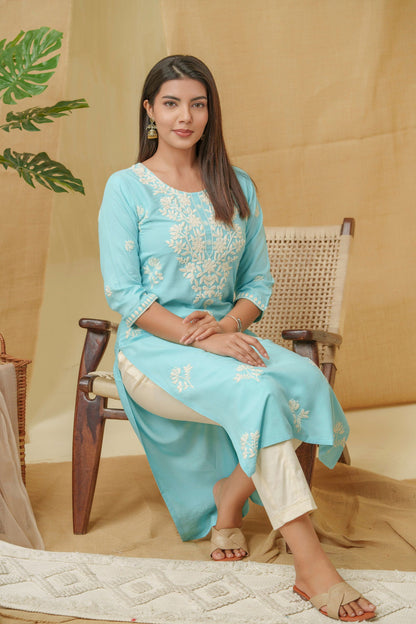 Ethnic Motifs Embroidered Straight Kurta - Buy Best Ethnic Wear for Women & Girls | Daily Woman - 