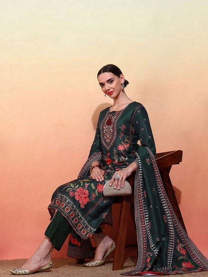 Ethnic Motifs Embroidered Work Kurta With Trousers & Dupatta - Buy Best Ethnic Wear for Women & Girls | Daily Woman - 