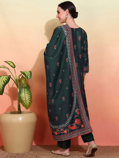 Ethnic Motifs Embroidered Work Kurta With Trousers & Dupatta - Buy Best Ethnic Wear for Women & Girls | Daily Woman - 
