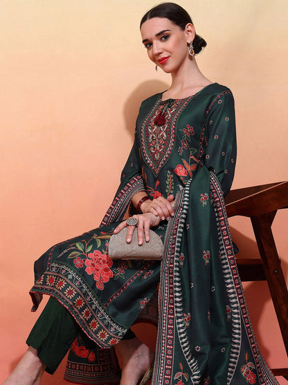 Ethnic Motifs Embroidered Work Kurta With Trousers & Dupatta - Buy Best Ethnic Wear for Women & Girls | Daily Woman - 