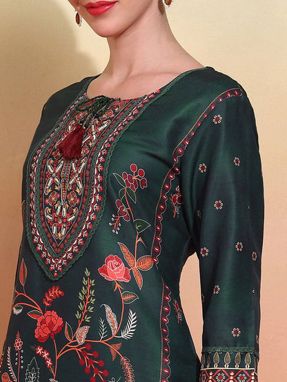 Ethnic Motifs Embroidered Work Kurta With Trousers & Dupatta - Buy Best Ethnic Wear for Women & Girls | Daily Woman - 