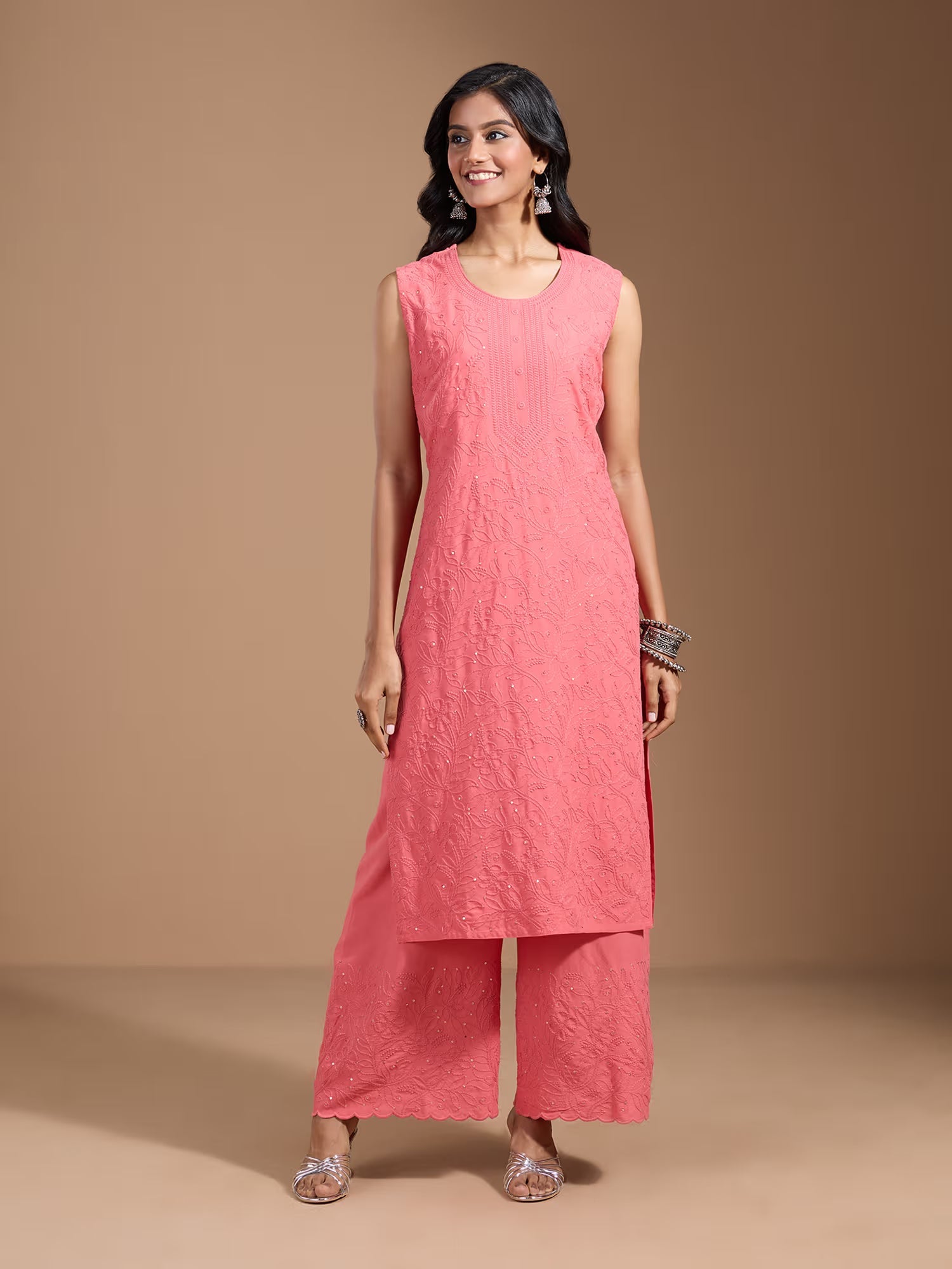 Floral Embroidered Kurta With Trousers & Dupatta - Buy Best Ethnic Wear for Women & Girls | Daily Woman - 