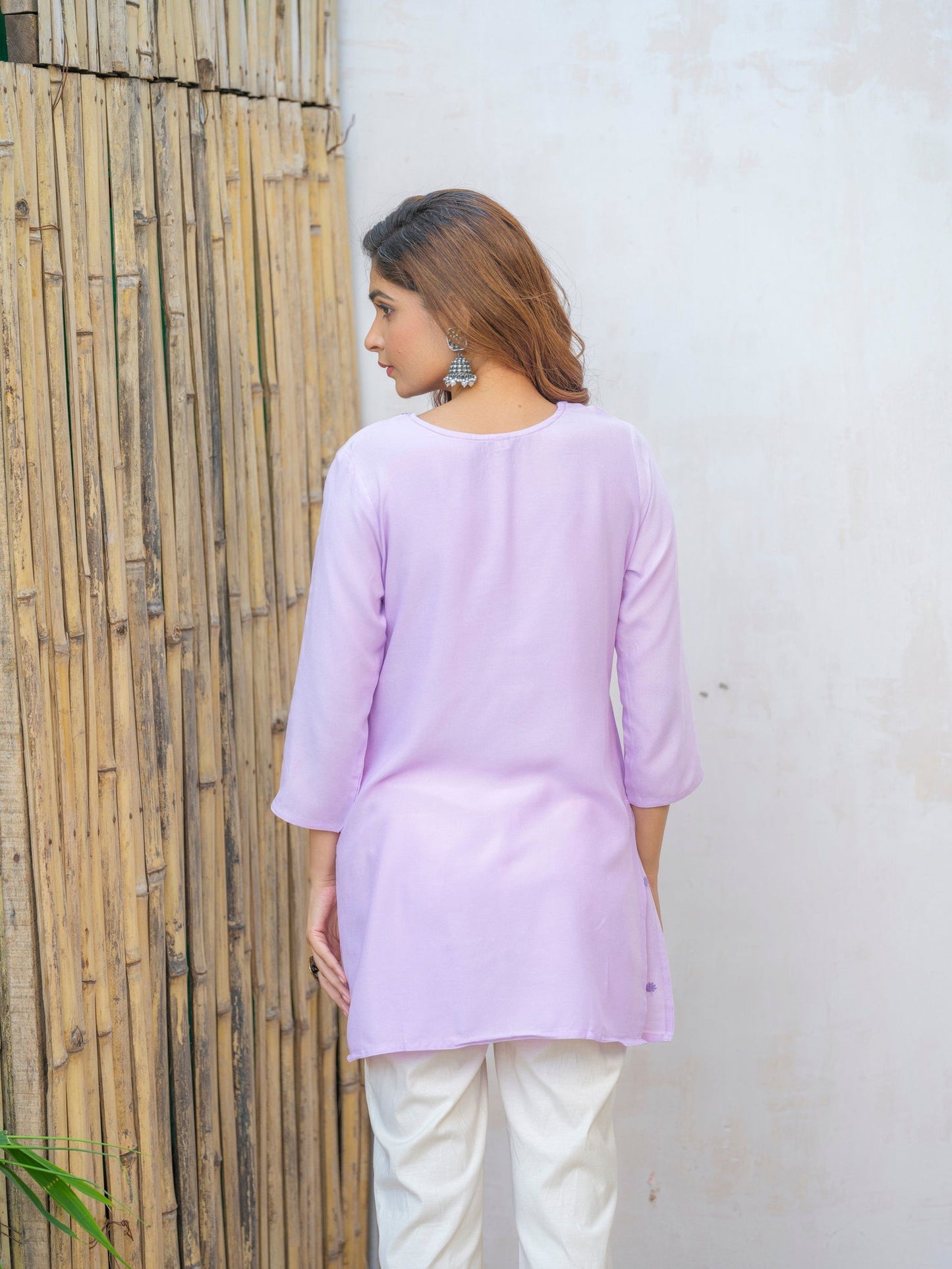 Floral Embroidered Sequinned Staright Kurti - Buy Best Ethnic Wear for Women & Girls | Daily Woman - 