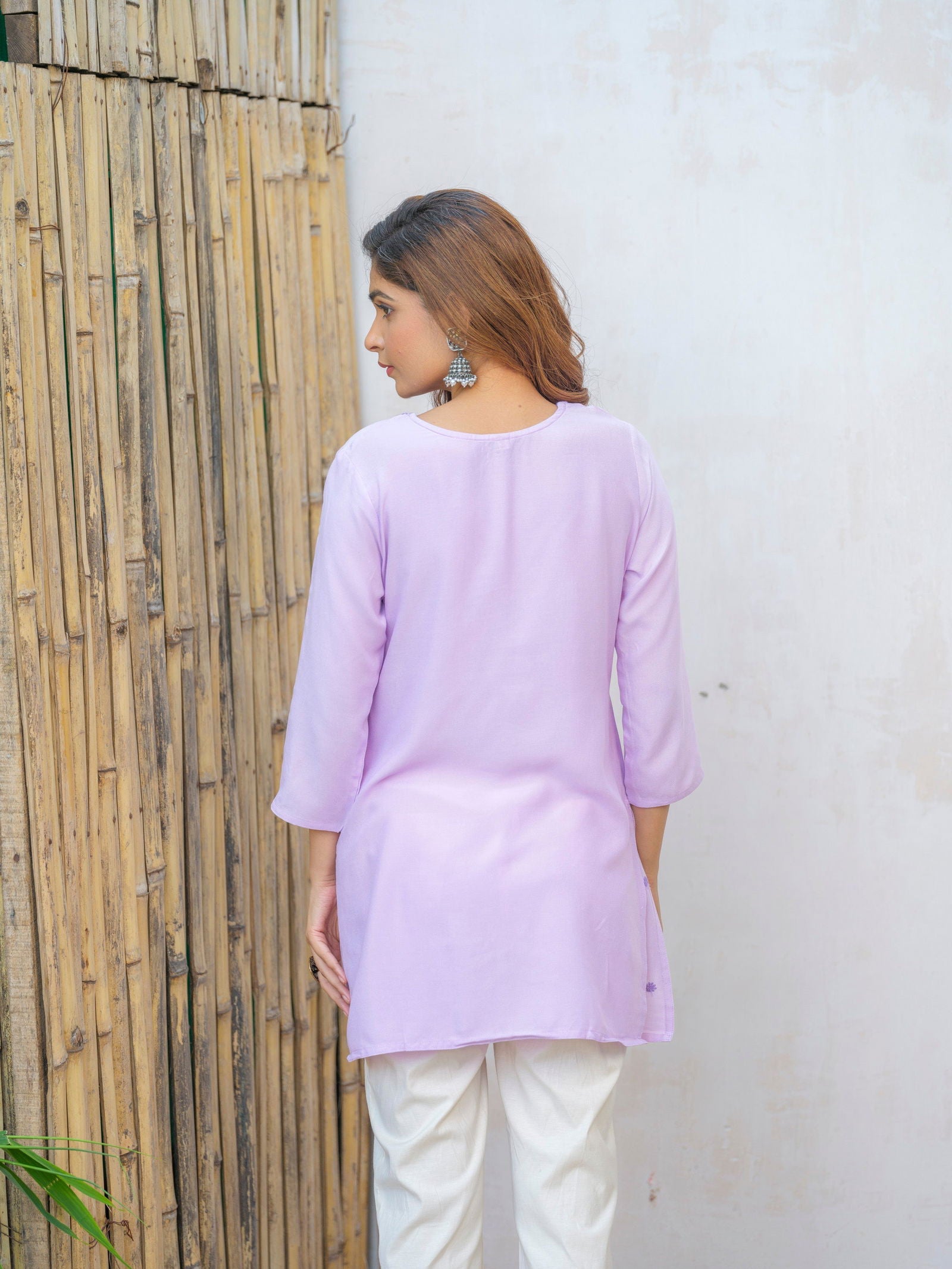 Floral Embroidered Sequinned Staright Kurti - Buy Best Ethnic Wear for Women & Girls | Daily Woman - 