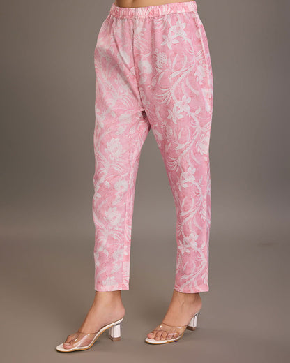 Floral Printed Linen Yoke or Border Design Straight Kurta & Trousers - Buy Best Ethnic Wear for Women & Girls | Daily Woman - 