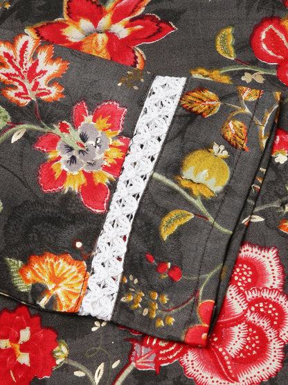 Floral Printed Mirror Work Straight Kurta - Buy Best Ethnic Wear for Women & Girls | Daily Woman - 