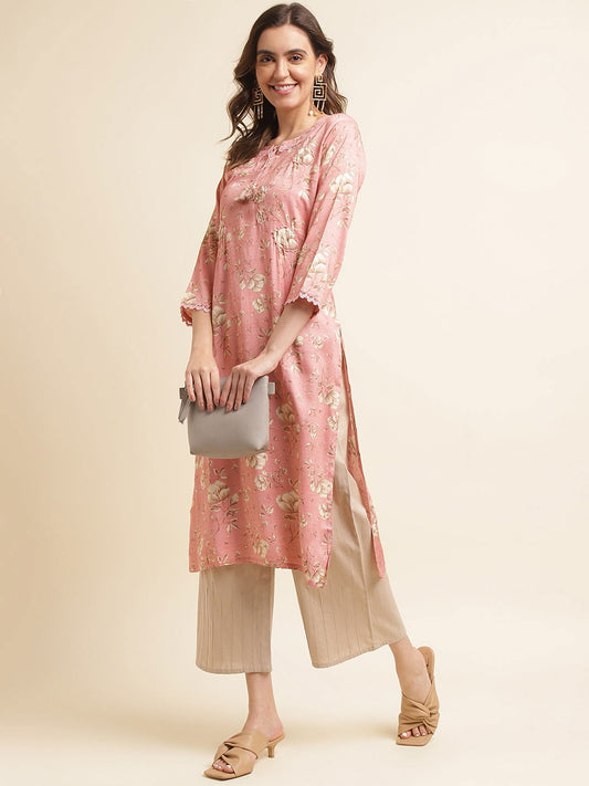 Floral Printed Straight Kurta - Buy Best Ethnic Wear for Women & Girls | Daily Woman - 