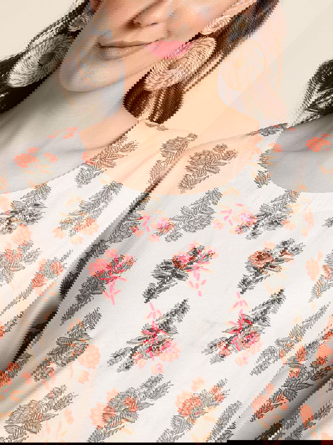 Floral printed Thread Work Pure Cotton Straight Kurta With Trouser - Buy Best Ethnic Wear for Women & Girls | Daily Woman - 