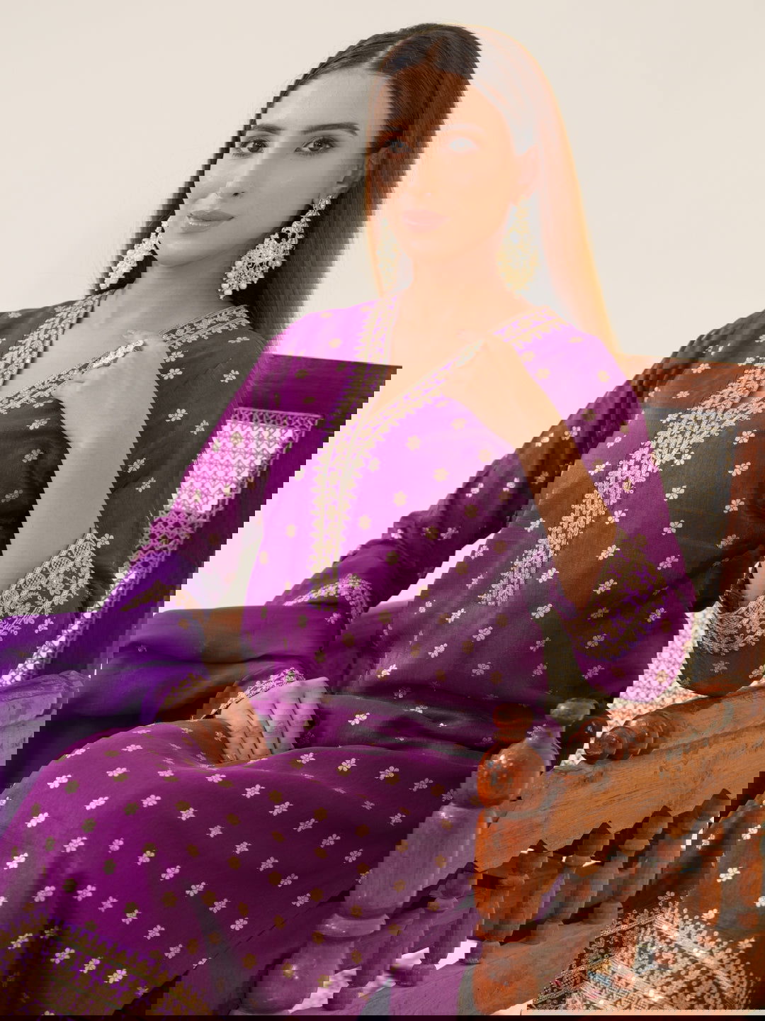 Glass Silk Purple Color Woven Design Kurta With Trousers & Dupatta - Buy Best Ethnic Wear for Women & Girls | Daily Woman - 