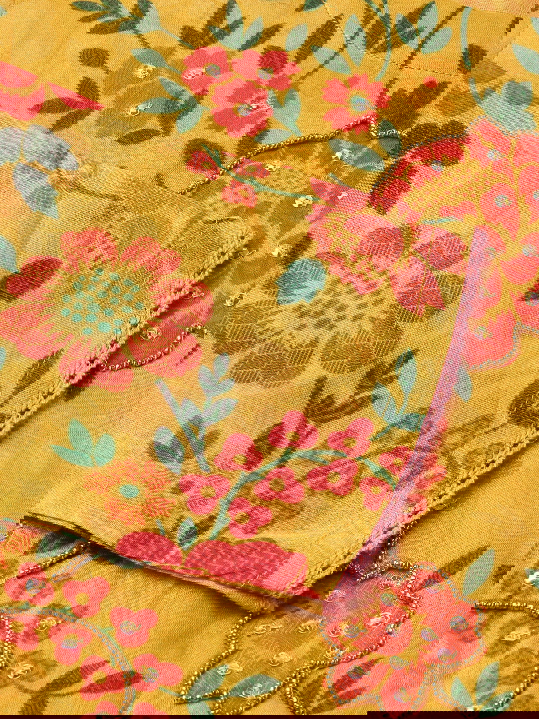 Mustard Flared Printed Empire Ethnic Dresses - Buy Best Ethnic Wear for Women & Girls | Daily Woman - 