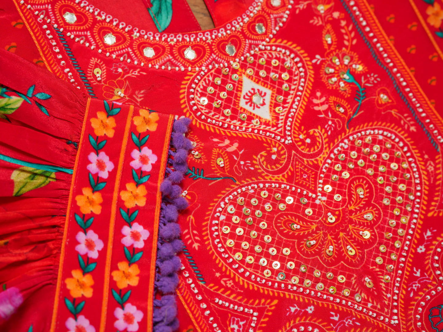 Natural Crepe Red Color Embroidered Kurta With Trousers & Dupatta - Buy Best Ethnic Wear for Women & Girls | Daily Woman - 