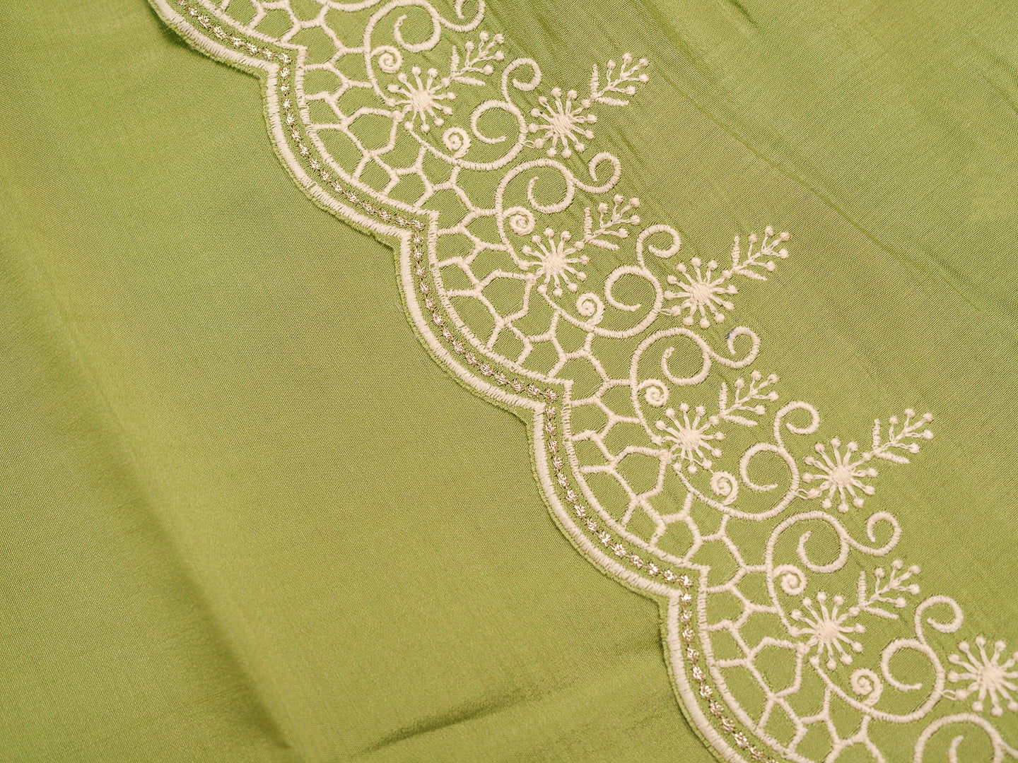 Olive Embroidered Woven Design Straight Kurta and Trousers With Dupatta - Buy Best Ethnic Wear for Women & Girls | Daily Woman - 