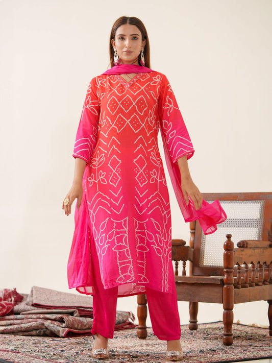 Orange Color Pure Muslin Ethnic Motifs Woven Design Regular Kurta with Trousers & Dupatta - Buy Best Ethnic Wear for Women & Girls | Daily Woman - 