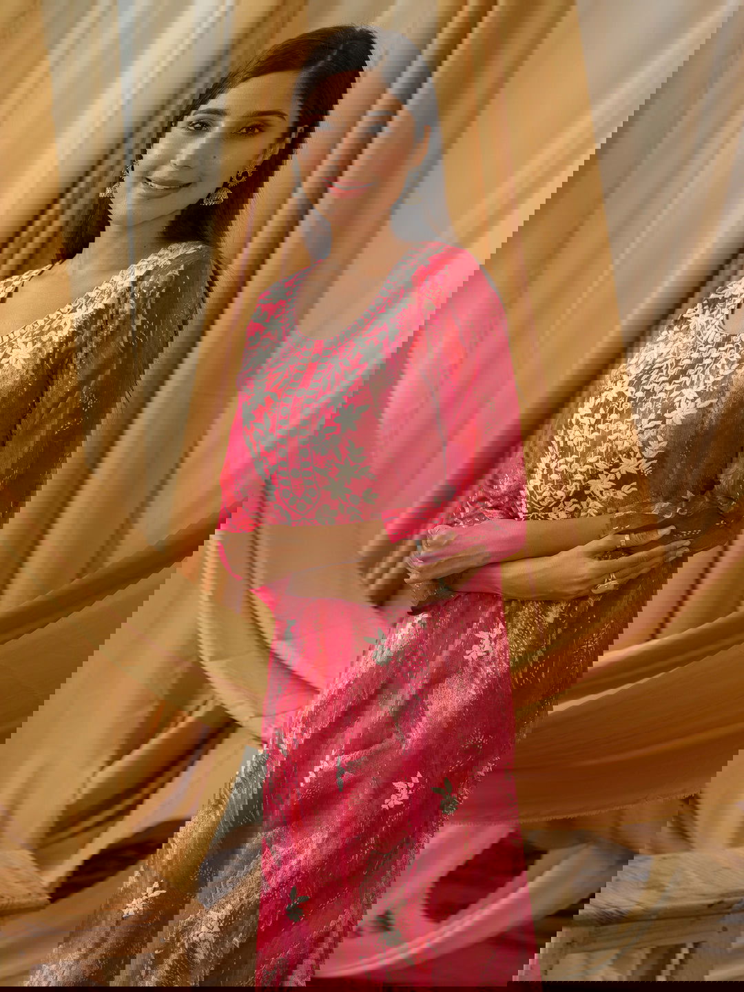 Pink Abstract Printed Straight Kurta - Buy Best Ethnic Wear for Women & Girls | Daily Woman - 