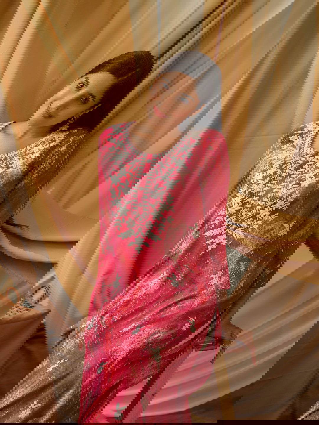 Pink Abstract Printed Straight Kurta - Buy Best Ethnic Wear for Women & Girls | Daily Woman - 
