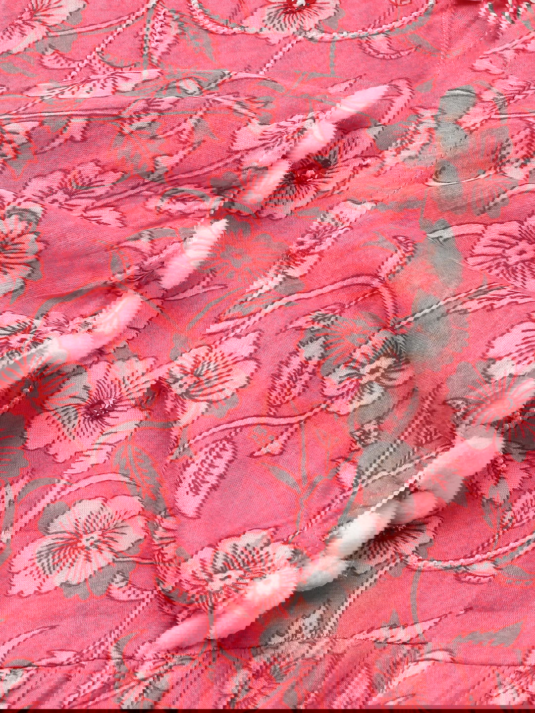 Pink & White Floral Printed A-Line Kurta - Buy Best Ethnic Wear for Women & Girls | Daily Woman - 