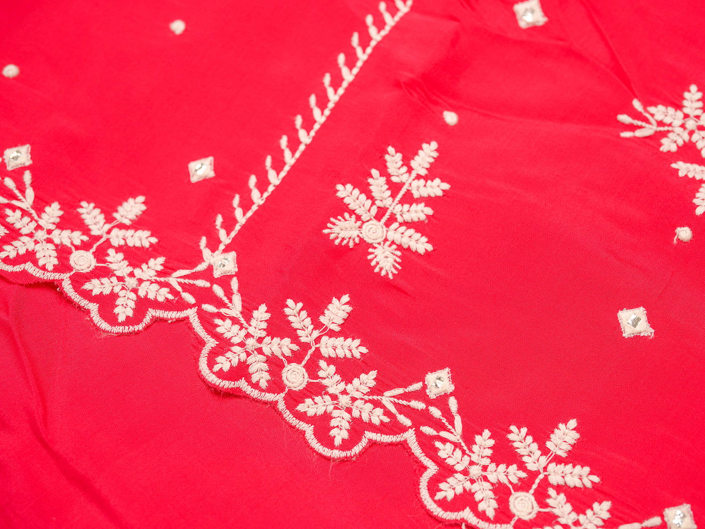 Pink & White Woven Design Embroidered Straight Kurta and Trousers With Dupatta - Buy Best Ethnic Wear for Women & Girls | Daily Woman - 