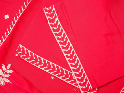 Pink & White Woven Design Embroidered Straight Kurta and Trousers With Dupatta - Buy Best Ethnic Wear for Women & Girls | Daily Woman - 