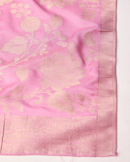 Pink Woven Design Yoke Design Straight Kurta Trousers With Dupatta - Buy Best Ethnic Wear for Women & Girls | Daily Woman - 