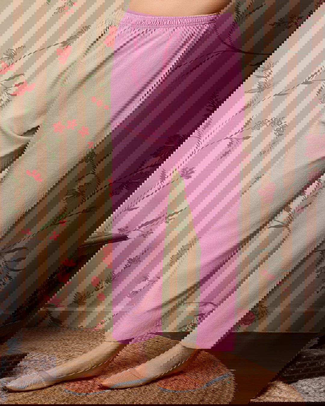 Pink Woven Design Yoke Design Straight Kurta Trousers With Dupatta - Buy Best Ethnic Wear for Women & Girls | Daily Woman - 