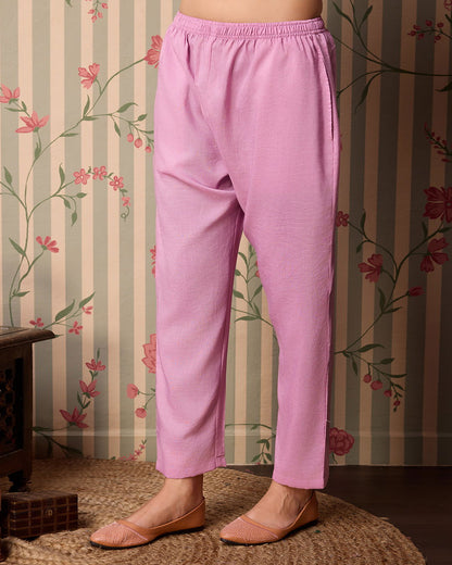 Pink Woven Design Yoke Design Straight Kurta Trousers With Dupatta - Buy Best Ethnic Wear for Women & Girls | Daily Woman - 