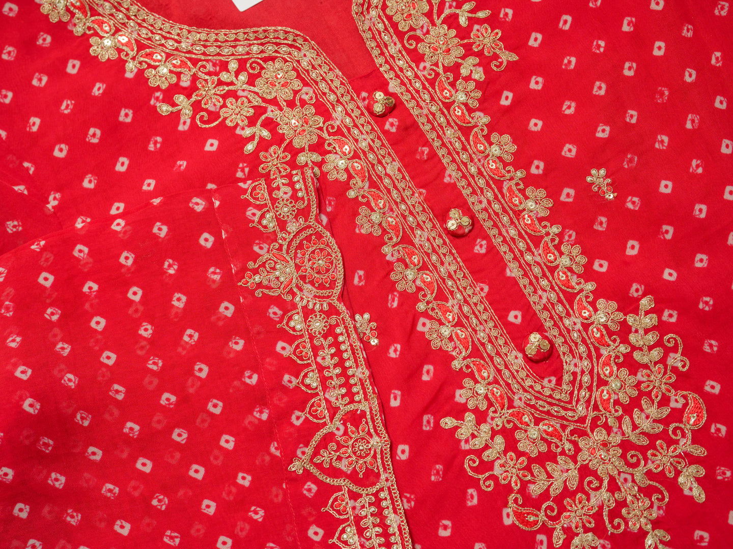 Poly Organza Rad Color Floral Embroidered Organza Straight Kurta Kurta With Trousers & Dupatta - Buy Best Ethnic Wear for Women & Girls | Daily Woman - 