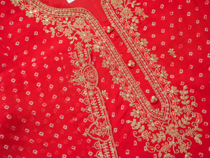 Poly Organza Rad Color Floral Embroidered Organza Straight Kurta Kurta With Trousers & Dupatta - Buy Best Ethnic Wear for Women & Girls | Daily Woman - 
