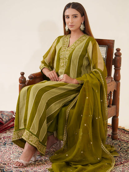 Poly Organza Woven Design Kurta With Trousers & Dupatta - Buy Best Ethnic Wear for Women & Girls | Daily Woman - 