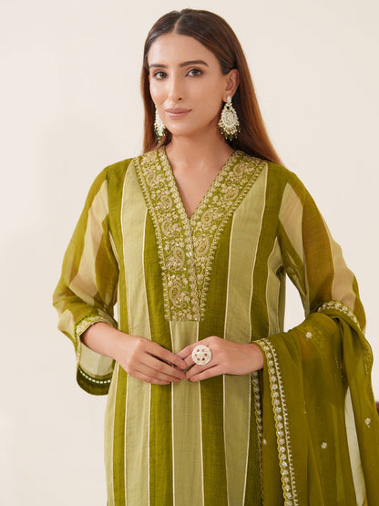 Poly Organza Woven Design Kurta With Trousers & Dupatta - Buy Best Ethnic Wear for Women & Girls | Daily Woman - 