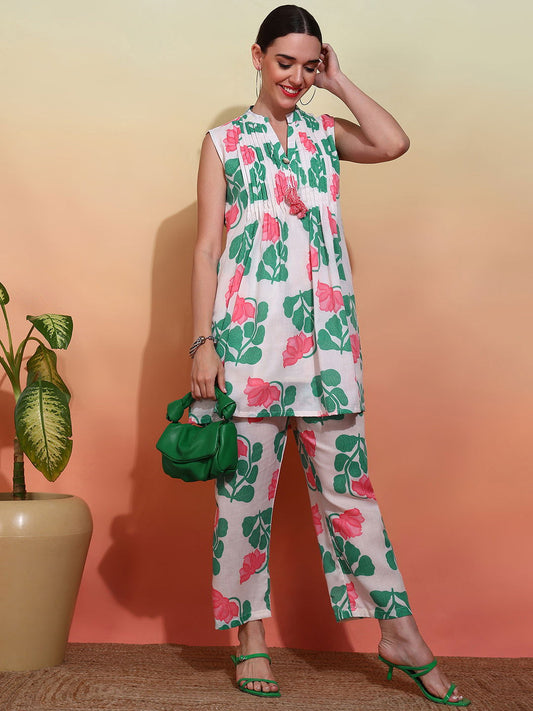 Printed Cambric Cotton Kurti With Trousers - Buy Best Ethnic Wear for Women & Girls | Daily Woman - 