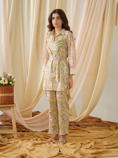 Printed Shirt Collar Pure Cotton Tunic With Trousers - Buy Best Ethnic Wear for Women & Girls | Daily Woman - 