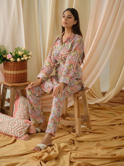 Printed Shirt Collar Pure Cotton Tunic With Trousers - Buy Best Ethnic Wear for Women & Girls | Daily Woman - 