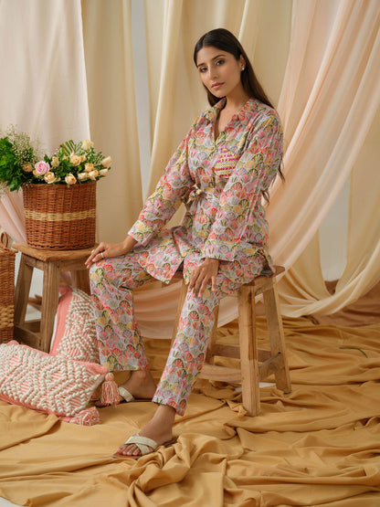 Printed Shirt Collar Pure Cotton Tunic With Trousers - Buy Best Ethnic Wear for Women & Girls | Daily Woman - 