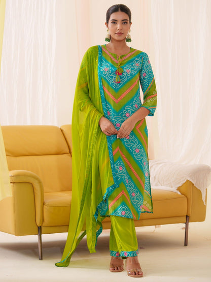 Pure Muslin Women Ethnic Motifs Embroidered Kurta With Trousers & Dupatta - Buy Best Ethnic Wear for Women & Girls | Daily Woman - 
