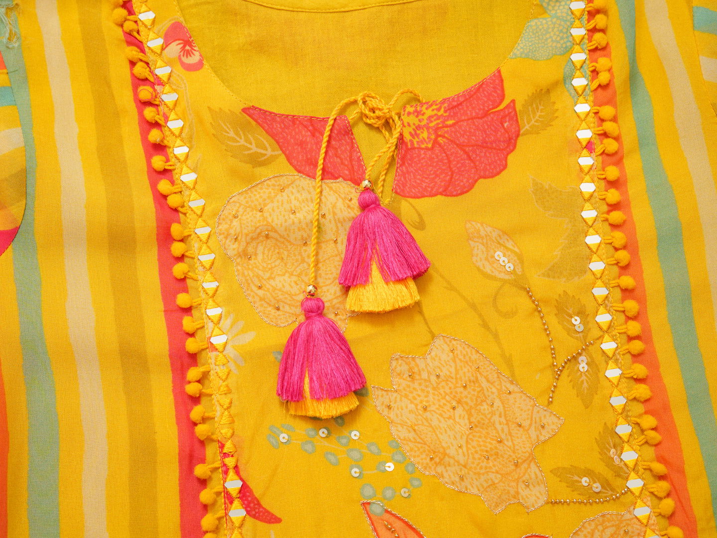 Pure Organza Yellow Color Embroidered Kurta With Trousers & Dupatta - Buy Best Ethnic Wear for Women & Girls | Daily Woman - 