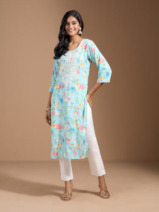 Rayon Embroidered Straight Kurtis - Buy Best Ethnic Wear for Women & Girls | Daily Woman - 