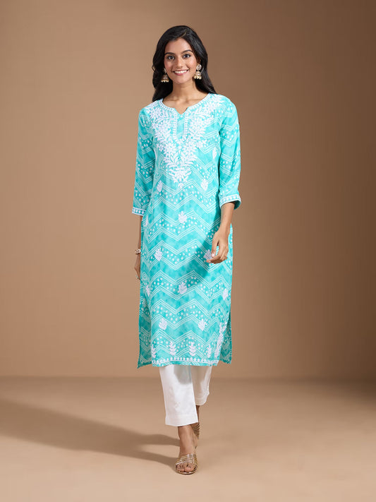 Rayon Women Ethnic Motifs Embroidered Chikankari Kurta - Buy Best Ethnic Wear for Women & Girls | Daily Woman - 